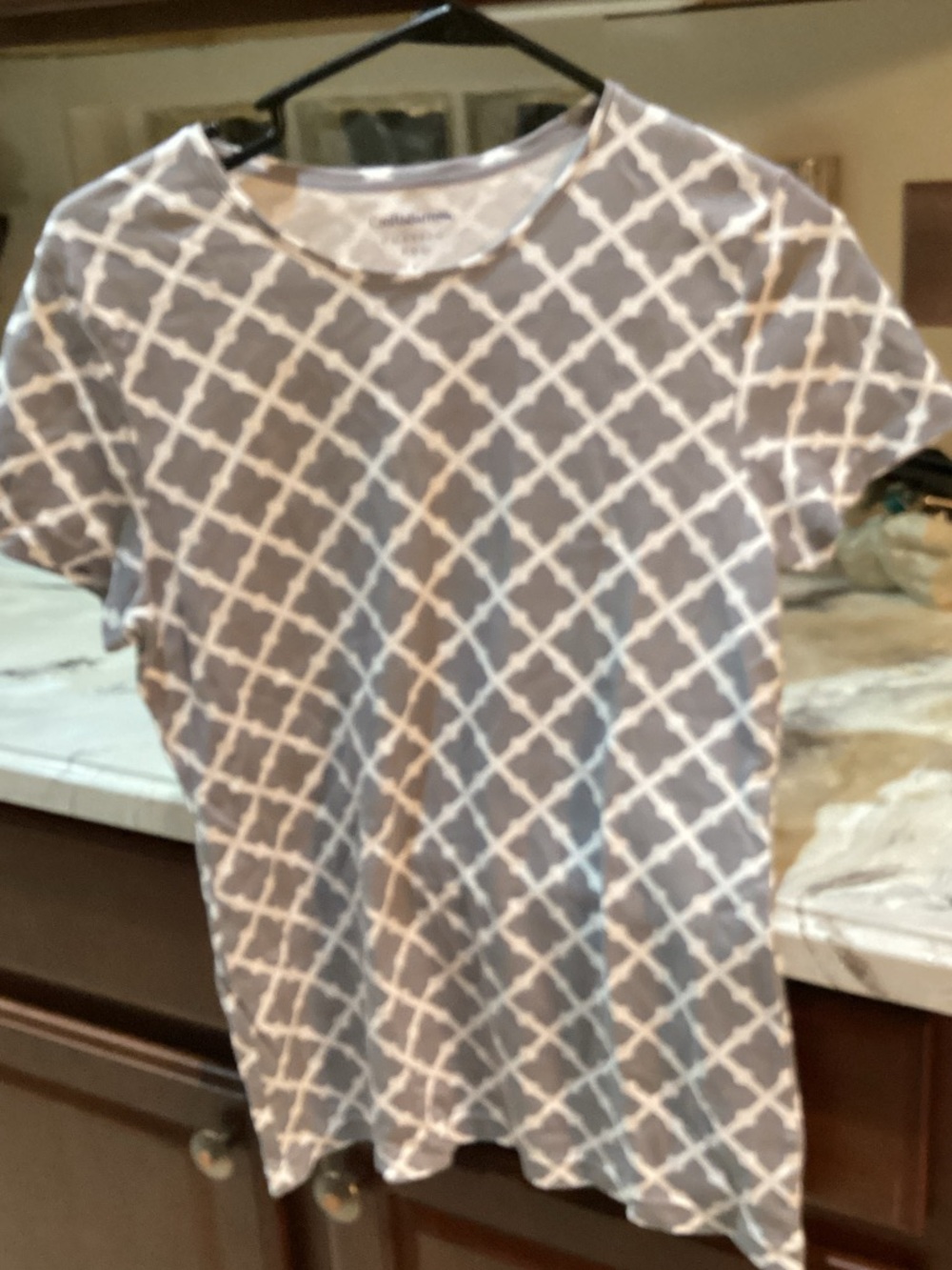 croft & barrow Gray and White Lattice Tee